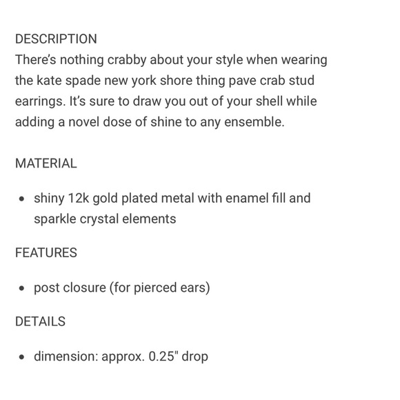 NEW kate spade Pave Crab Stud Earrings - Picture 4 of 9